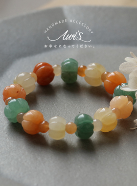 民族风女天然金丝玉渐变手串手链