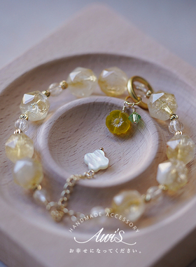 女黄阿塞黄水晶秋季手链手串礼物