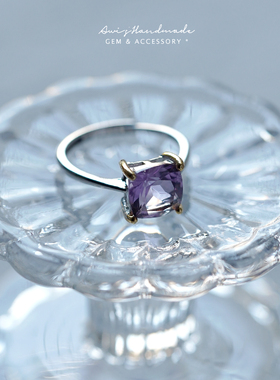 925银阿斯切紫水晶开口戒指指环