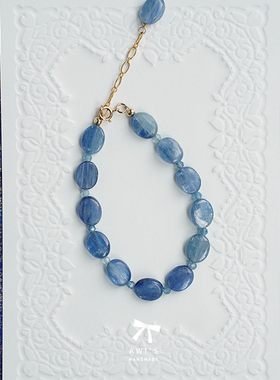 原色蓝晶石14K包金手链