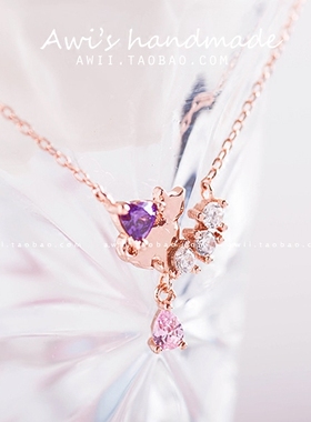 猫咪项链takeup锆石925银镀金