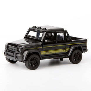 原厂1/36奔驰皮卡白色合金越野车模型跑车玩具小汽车模型带回力