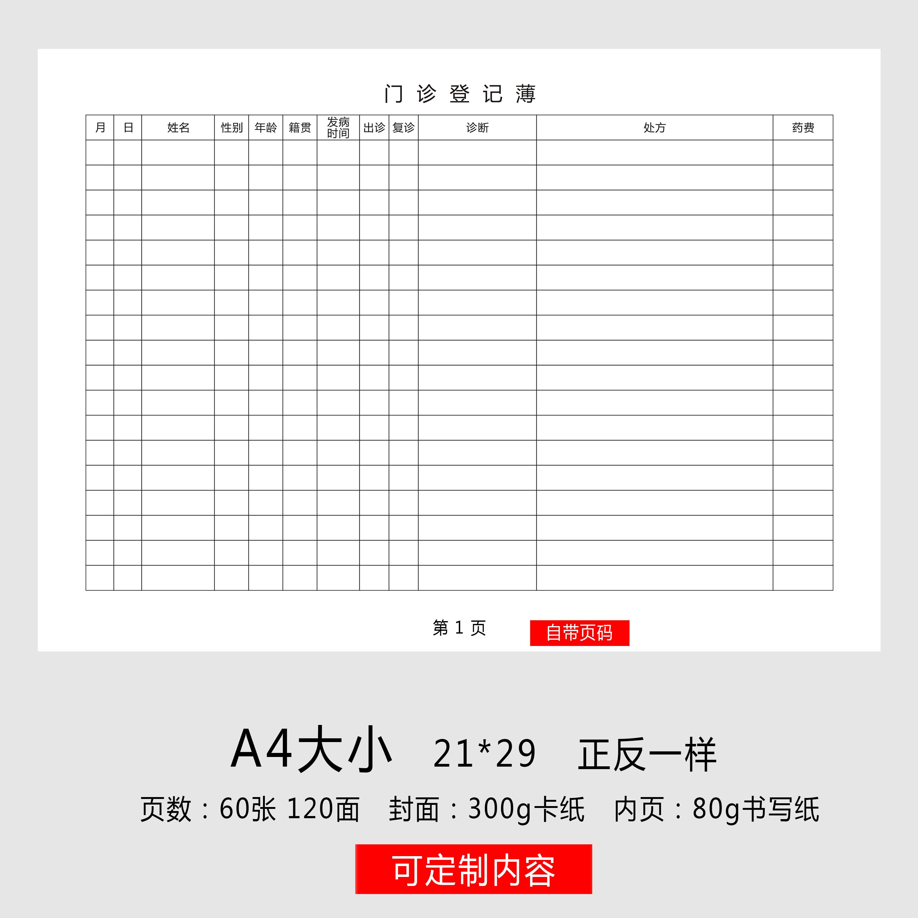 门诊患者预约时间信息记录簿病人看病预约信息明细医疗机构预约