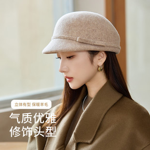 【15年老店】保暖防风冬季羊毛混纺女士高级显脸小名媛气质马术帽