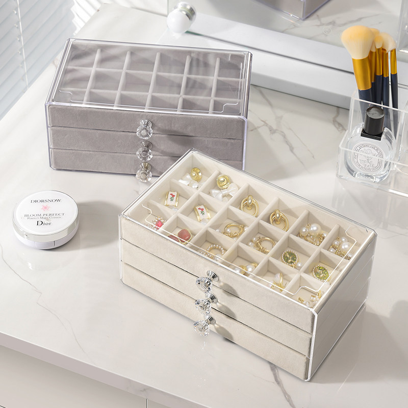 耳环收纳盒耳钉夹2023新款手饰品项链亚克力ins风高档精致首饰盒