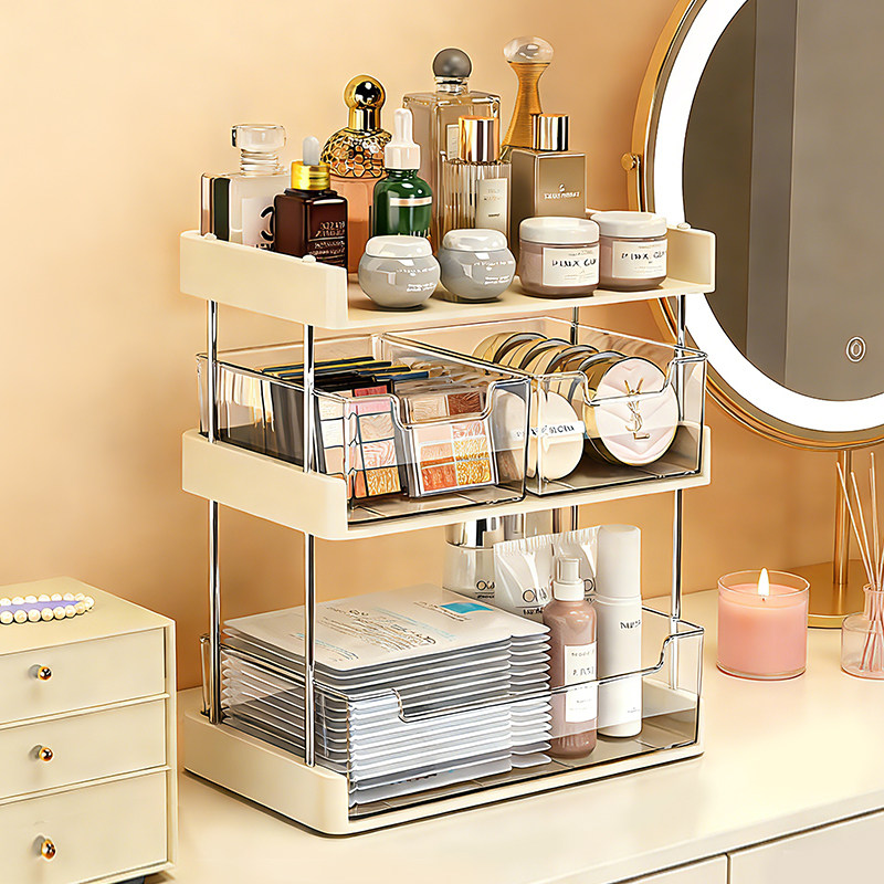 化妆品收纳盒桌面高级感梳妆台香水口红整理抽屉多层护肤品置物架,收纳整理,桌面收纳盒,淘宝优惠券,粉丝福利购,淘宝优惠卷