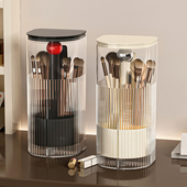 化妆刷收纳筒桌面按压防尘化妆品眉笔刷子桶高级感自动升降化妆桶