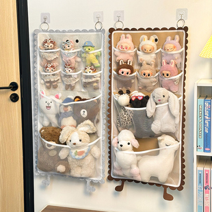 娃娃收纳神器挂墙上毛绒玩具挂件公仔展示置物架门后玩偶网兜挂袋