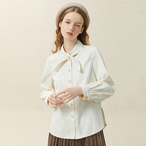 气质通勤蝴蝶结领密丝绒加厚衬衫
