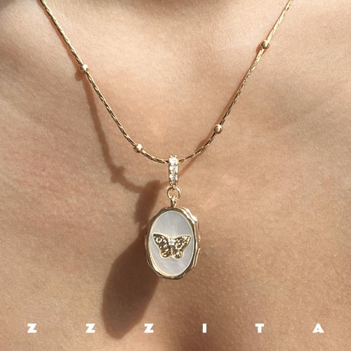 可打开蝴蝶吊坠相册项链