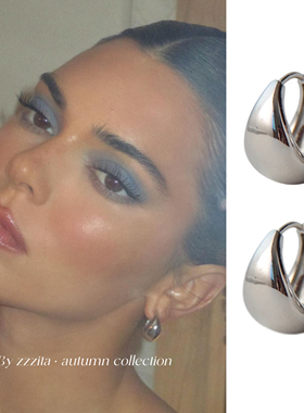 ZZZITA 肯豆Kendall同款～冰拿铁银色水滴耳环百搭简约欧美耳扣