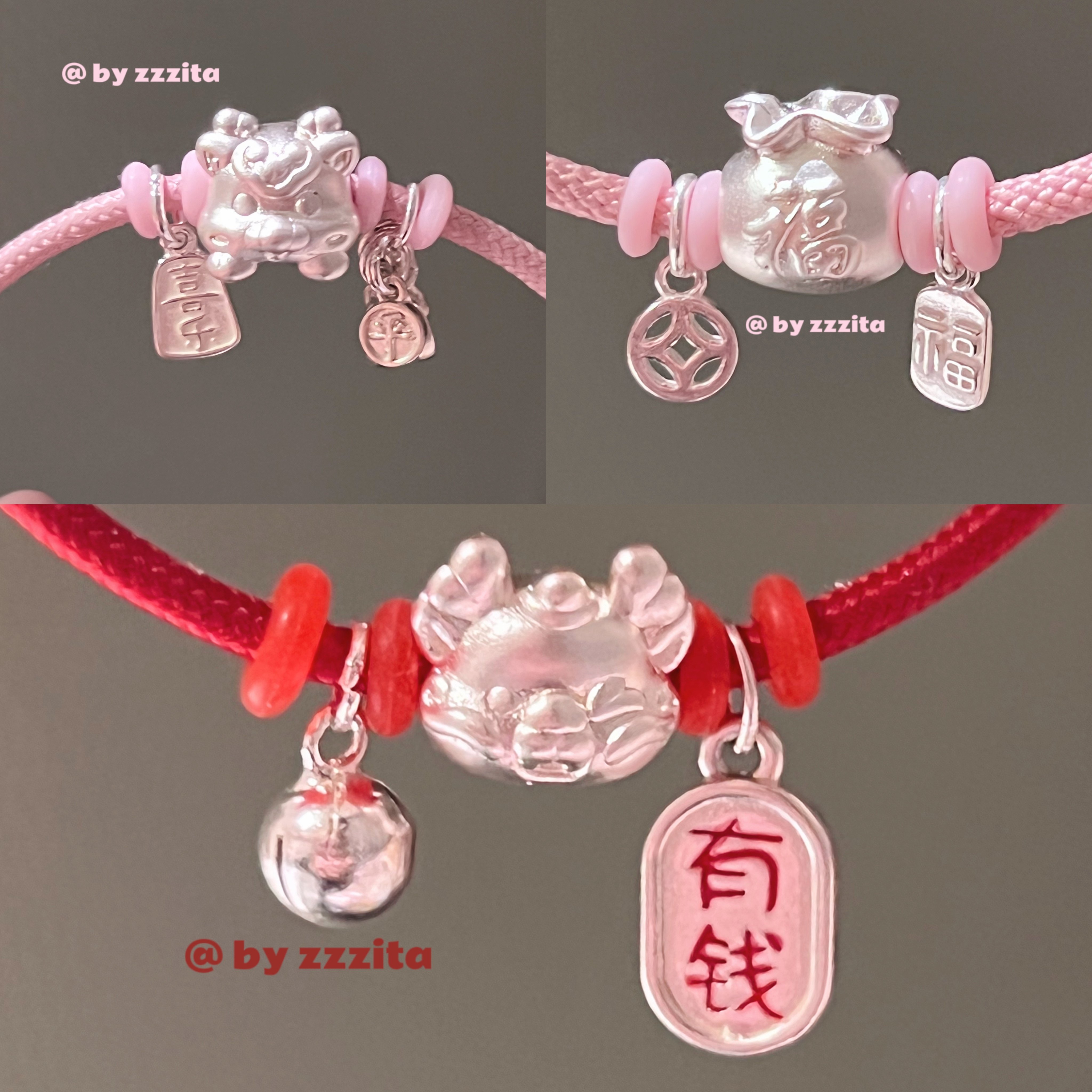 ZZZITA 龙年bi入～925纯银龙吊坠福袋红绳手链本命年新年送礼手镯