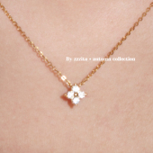 ZZZITA 蜜糖幸运星•Sweet Sparkle～925银闪钻四芒星项链锁骨