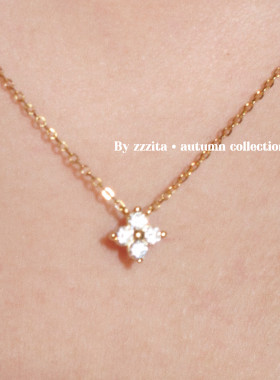 ZZZITA 蜜糖幸运星•Sweet Sparkle～925银闪钻四芒星项链锁骨