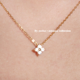 ZZZITA 蜜糖幸运星•Sweet Sparkle～925银闪钻四芒星项链锁骨