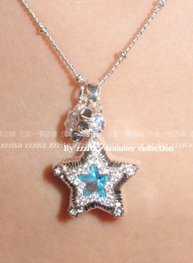 ZZZITA Blue Star·海洋之星～小众设计感冰透蓝色五角星项链夏天
