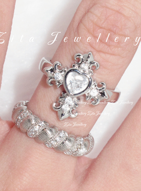 ZZZITA 白昼千金•Daylight Cutie～小众辣妹闪钻十字架编织戒指