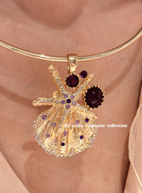 ZZZITA 爱在午夜降临前·before midnight～中古紫钻贝壳吊坠项链