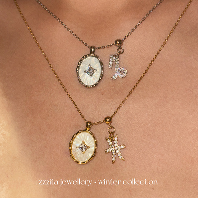 ZZZITA 定制星座～贝壳闪钻十二星座吊坠项链设计高级百搭锁骨链