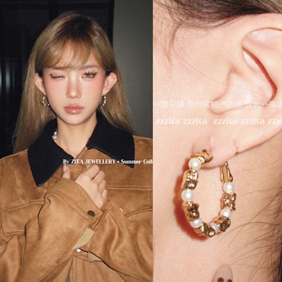 ZZZITA Elegant～复古不规则贝珠碎银子圈圈耳环 贵感松弛·Easy
