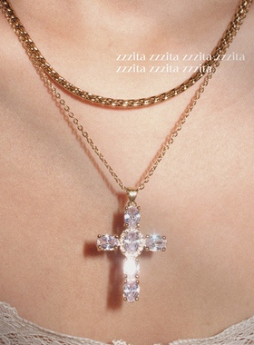 ZZZITA 亚裔日记·Cutie Cross～美式复古辣妹闪钻十字架项链套装
