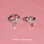 闪钻百搭简约设计十字架耳环 Latte·冰透拿铁～美式 ZZZITA Iced