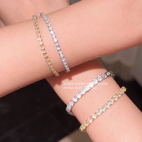 ZZZITA 网球手链·tennis bracelet～美式辣妹百搭简约闪钻手链