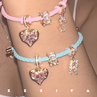 ZZZITA 定制字母～可调节皮绳手链ins编织手绳小众设计感手镯送礼