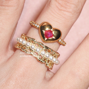 ZZZITA 凯瑟琳之心·Katherine’s Heart～复古红色爱心蕾丝戒指