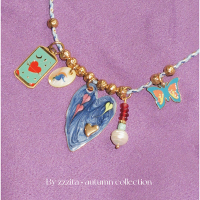 ZZZITA Sofia Necklace 美式嬉皮彩色吊坠编绳项链小众设计锁骨链