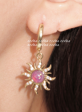 ZZZITA 波西米亚之花·Beyond Sunlight～复古小众闪钻太阳花耳环