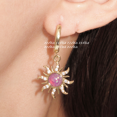 ZZZITA 波西米亚之花·Beyond Sunlight～复古小众闪钻太阳花耳环