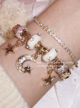 ZZZITA 星月情诗•Midnight Moon～辣妹复古闪钻设计感星芒手镯