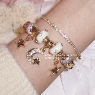 ZZZITA 星月情诗•Midnight Moon~辣妹复古闪钻设计感星芒手镯