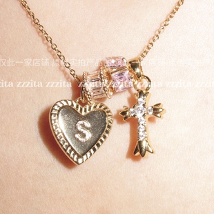 ZZZITA 甜心陷阱·Sweet Trap～原创定制字母复古爱心十字架项链
