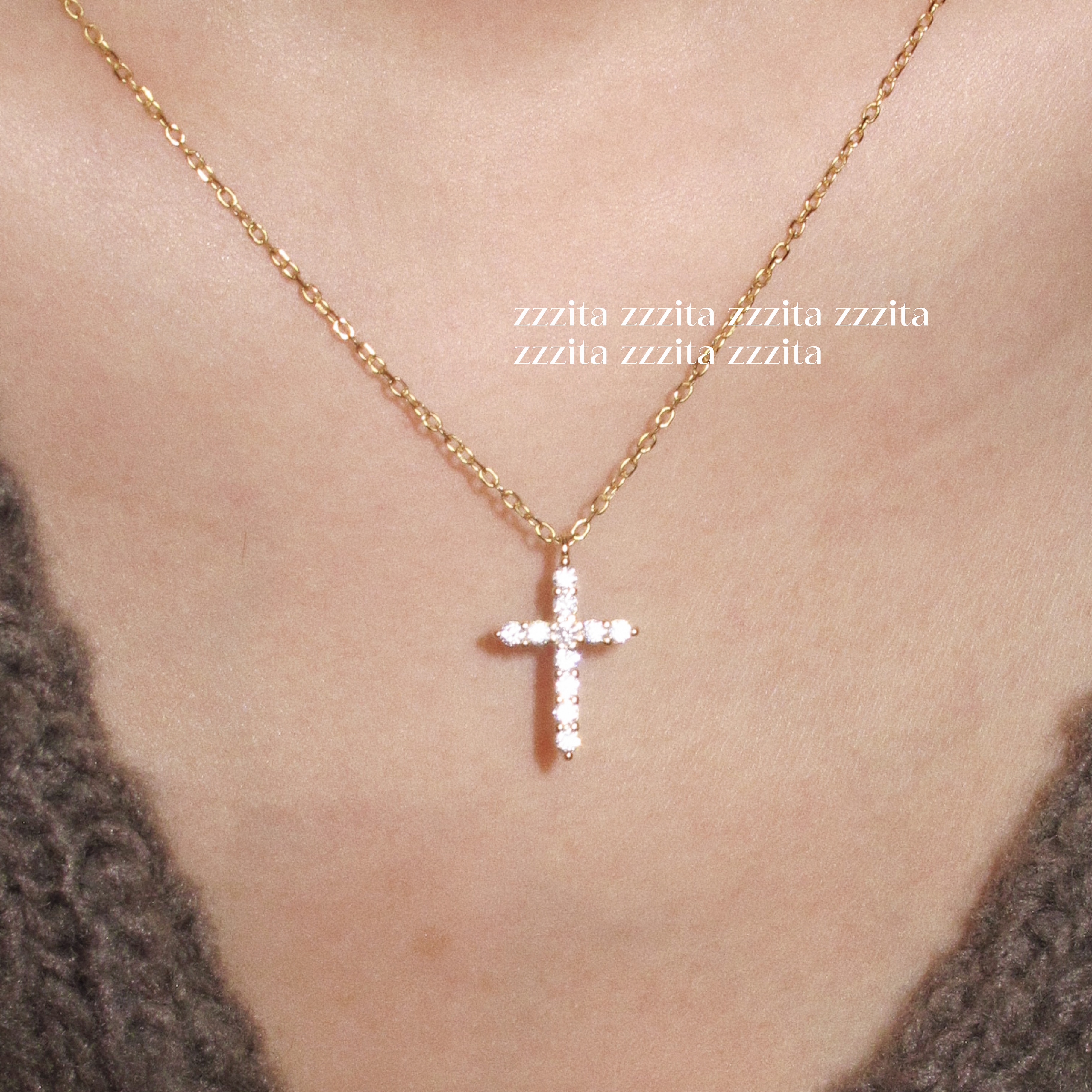 ZZZITA 天使的契约•Angel’s vow～925银闪钻迷你十字架项链送礼