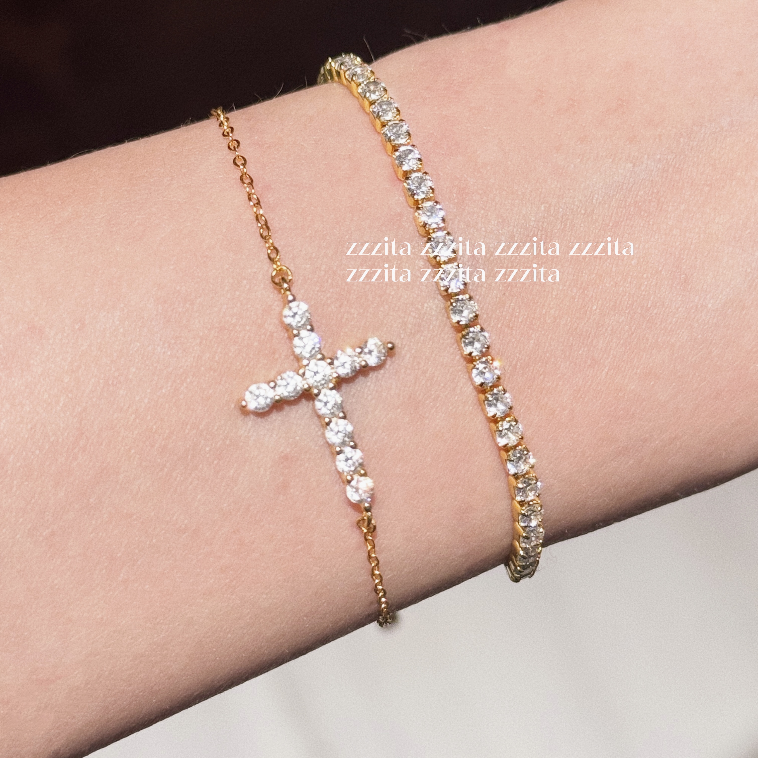 ZZZITA 丝绒决策·it’s my choice～925银百搭ins闪钻十字架手链