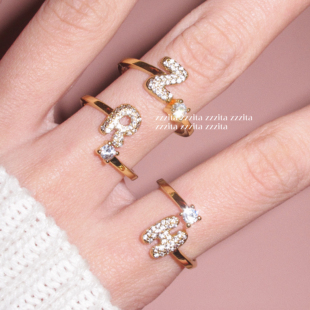 ZZZITA 以我之名·In my name~定制字母ins闪钻戒指小众百搭指环