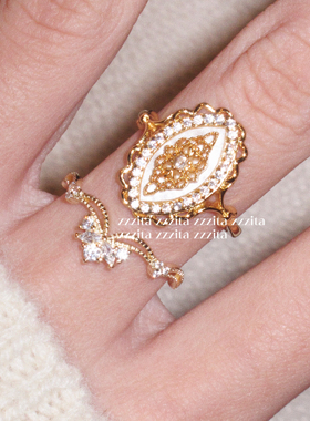 ZZZITA 冬日情诗• Winter Poetry～复古蕾丝闪钻蝴蝶结戒指指环