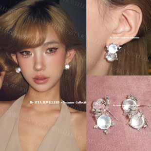 甜心设计感百搭偏光透明圆球耳环 Cubes～美式 ZZZITA 小冰块·Ice