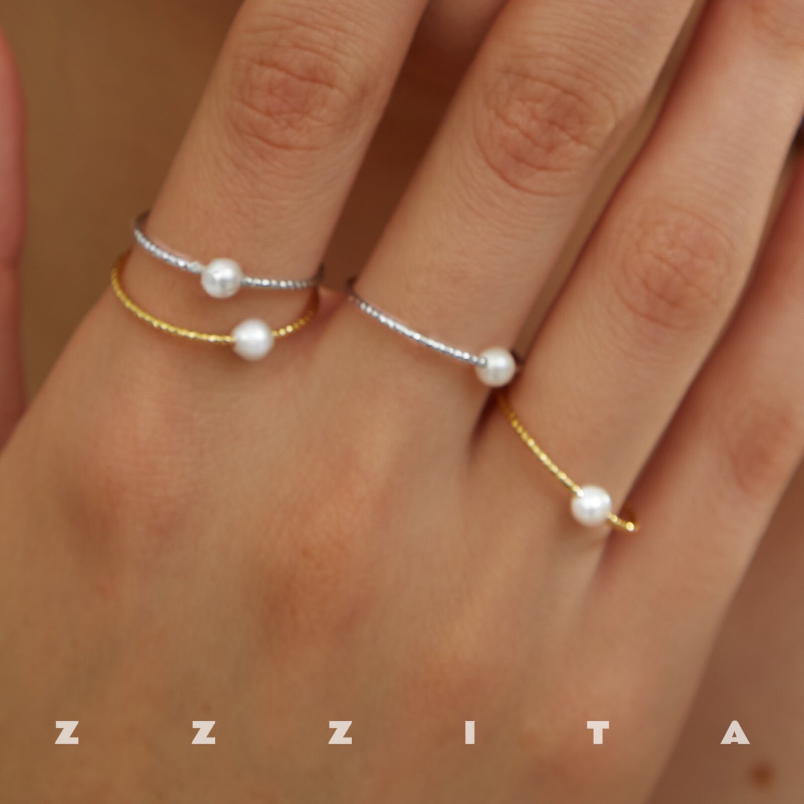 925纯银淡水珍珠细戒指百搭