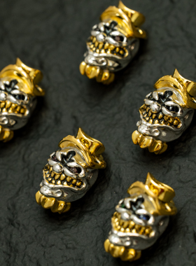 【TH0RN原创】s925银小丑文玩三通疯帽子镀金款【16*23】