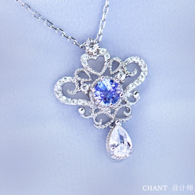 女王紫钻皇冠项链女白金纯银钻石吊坠锁骨链莫桑钻礼物冷淡风秋冬