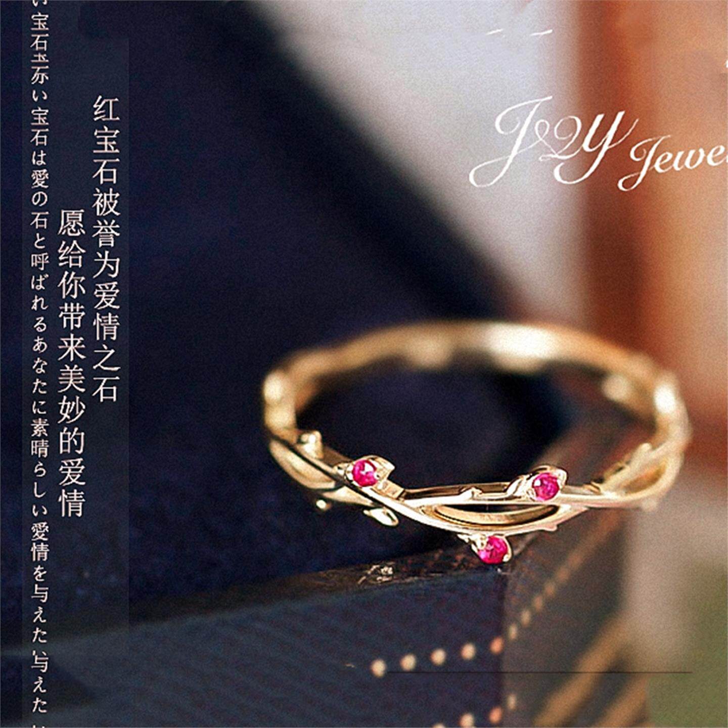 【蔷薇枝花藤戒指】女纯银红宝石复古宫廷个性藤蔓圣诞礼物新年潮