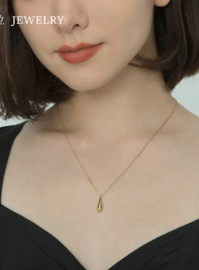 韩国14K金水滴项链 女轻奢黄金耳钉耳环耳坠纯银锁骨链小众欧美风