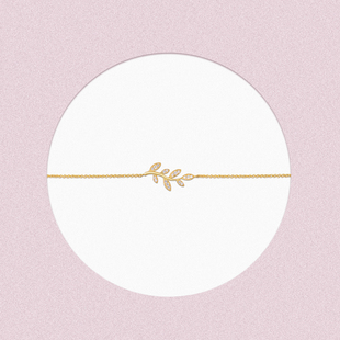 加拿大橄榄枝手链 女18K黄金纯银925手镯手环 日韩版百搭个性气质