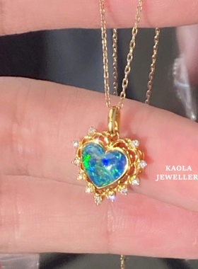 MOLGUE 9K金欧泊爱心项链 女黄·金纯银钻石爱心锁骨链个性气质潮