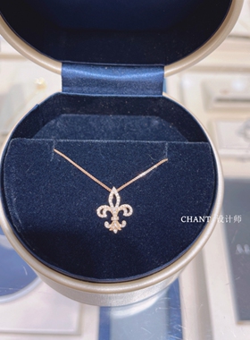 18K金鸢尾花项链女轻奢小众黄金皇冠燕尾花锁骨链纯银钻石吊坠ins