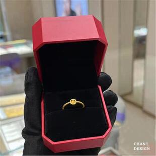 纯银镀黄金色时来运转猫眼戒指女 ING气质圆环转运珠素圈戒指环潮