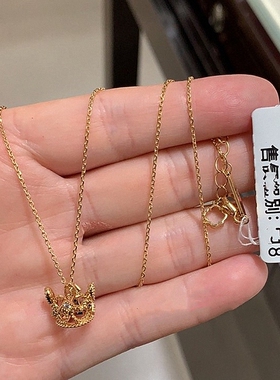 18K金V&А女王桂冠项链女玫瑰金钻石纯银皇冠锁骨链气质简约ins潮